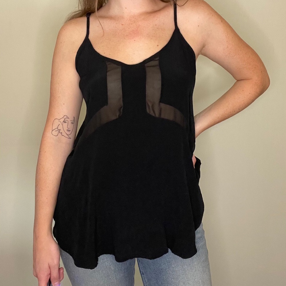 Sheer Panel Tank Top
